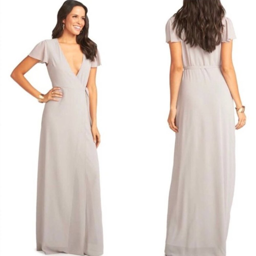 Show Me Your MuMu Noelle Wrap Bridesmaid Dress Dove Grey